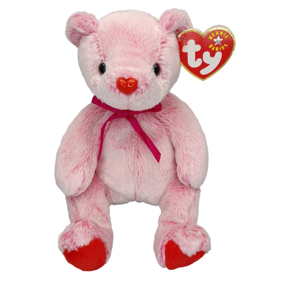 Ty Beanie Baby Romance the Bear 2001 Pink‎ Valentine Plush Heart Nose 4398